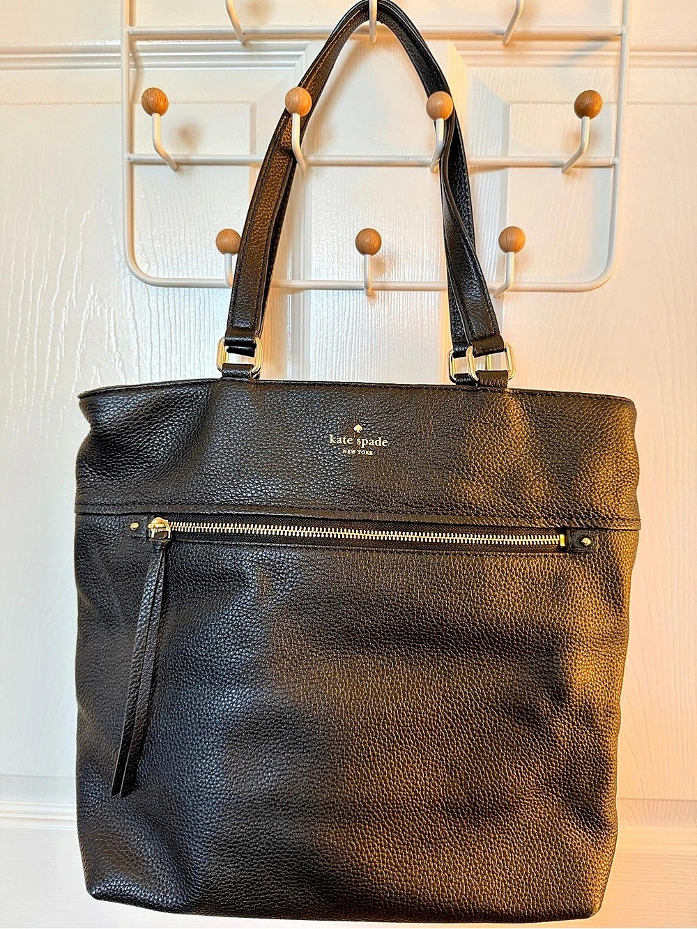Kate Spade Cobble Hill Taylor Leather Tote in black pebbled leather